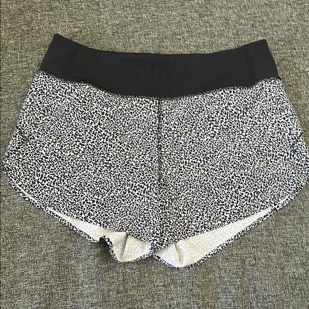 Athleta Black and White Athletic Shorts with Speckled Design